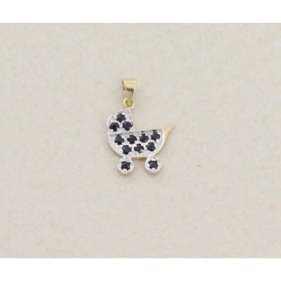 Pendant Only 14k Yellow Gold Natural Sapphire Baby Carriage September Birthstone